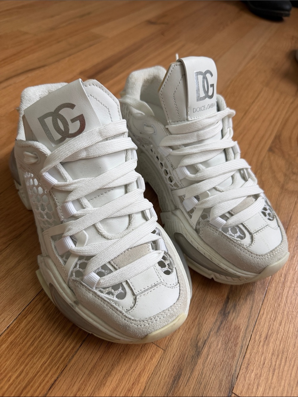 Dolce & Gabbana Kids Off-White Lace-Up Chunky Sneakers